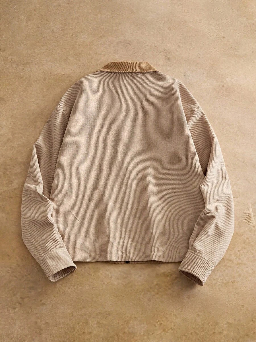 Men's Long Sleeve Casual Woven PU Leather Jacket