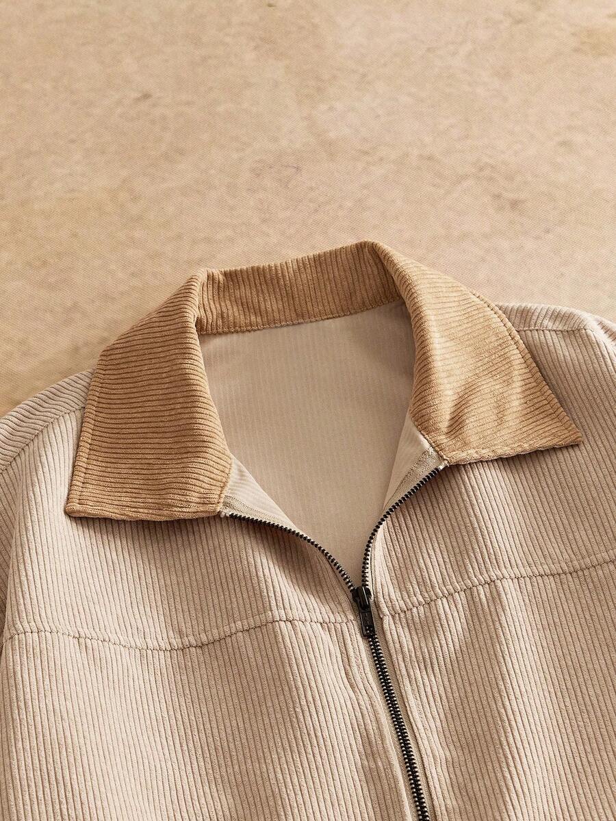 Men's Long Sleeve Casual Woven PU Leather Jacket