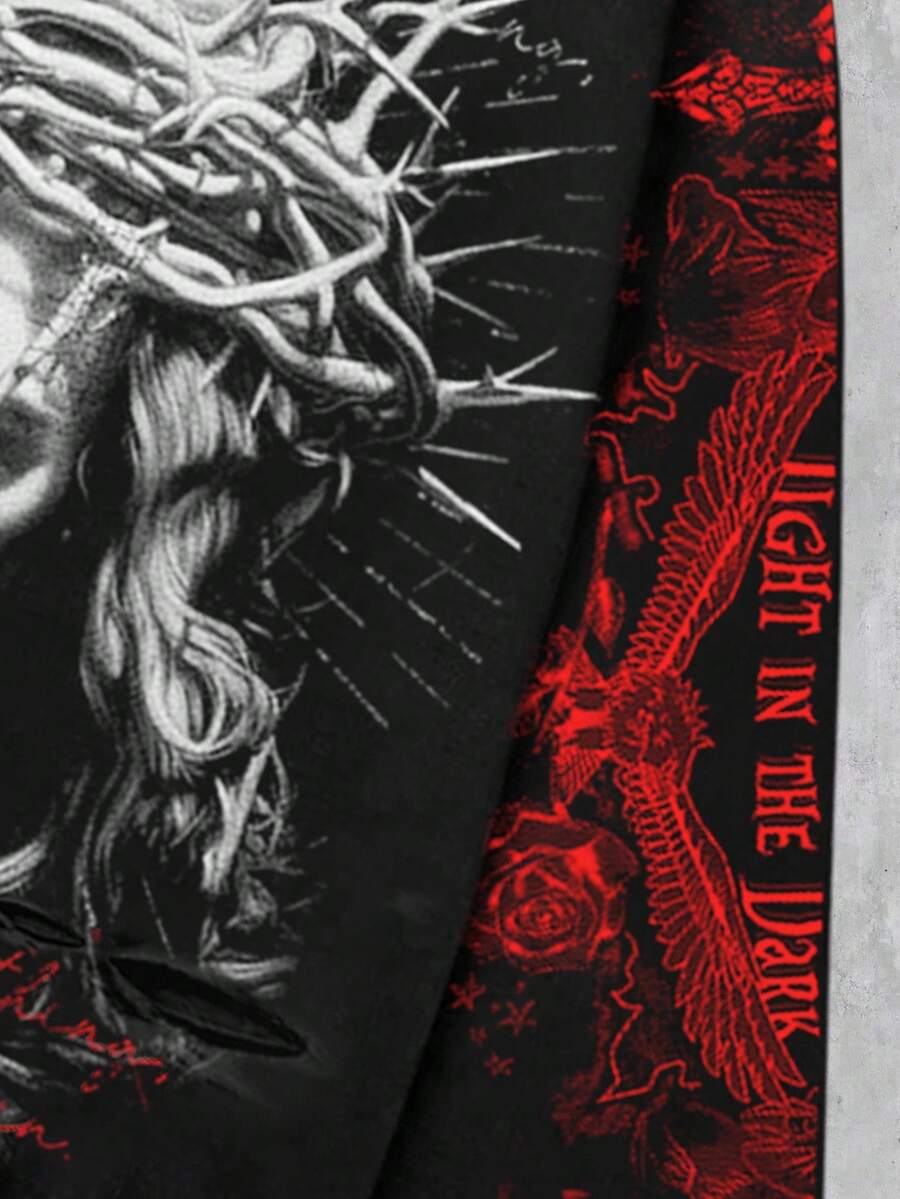 Distressed Graphic Long Sleeve Crew  T-Shirt