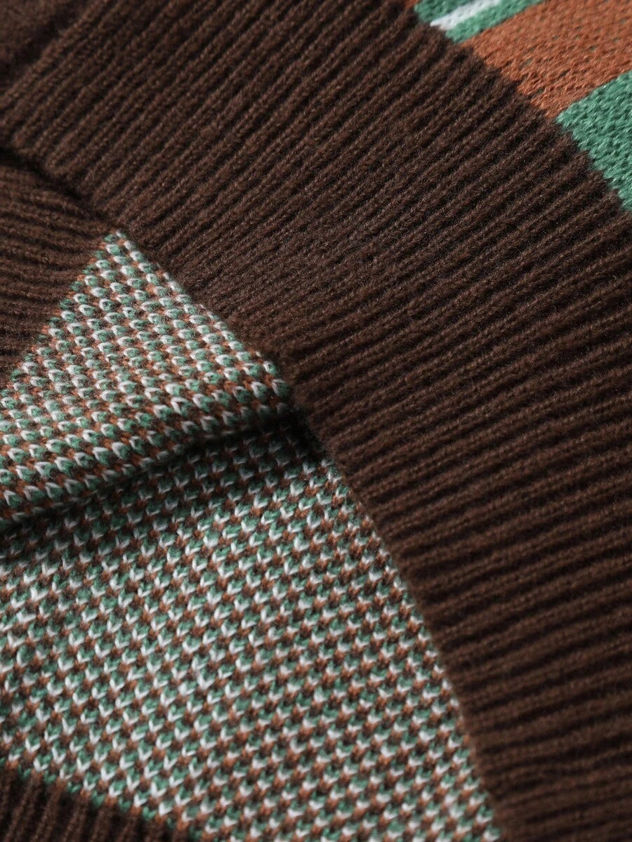 Men's Casual Colorblock Striped Cardigan