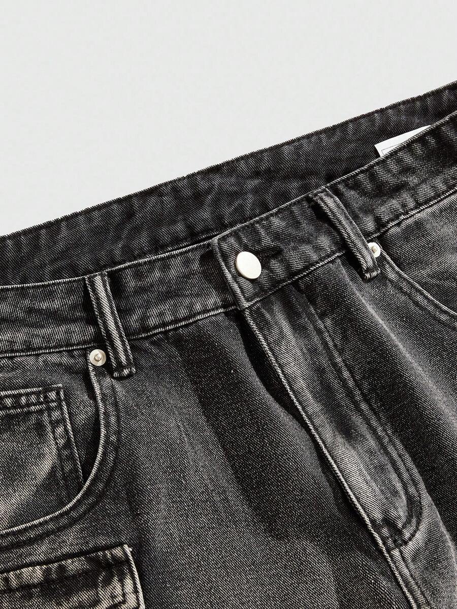 Men's Grunge Graphic Cargo Denim Jeans