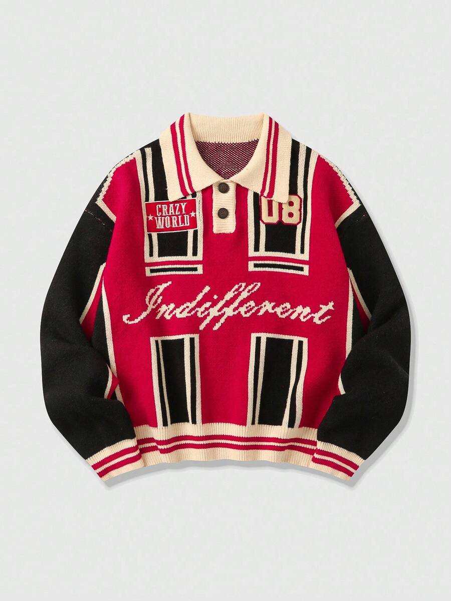 Men's Jacquard Knit Casual Pullover Sweater