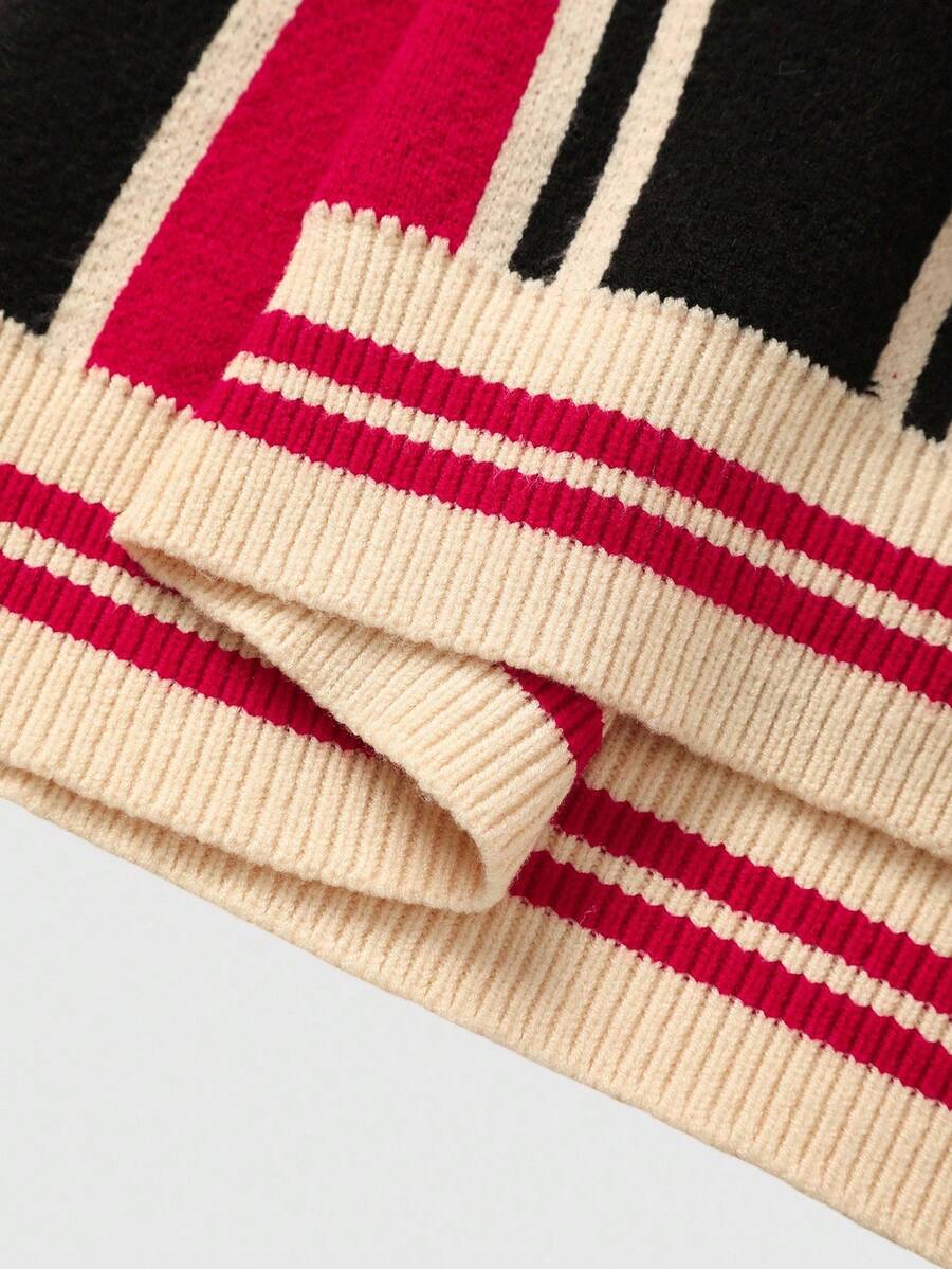 Men's Jacquard Knit Casual Pullover Sweater