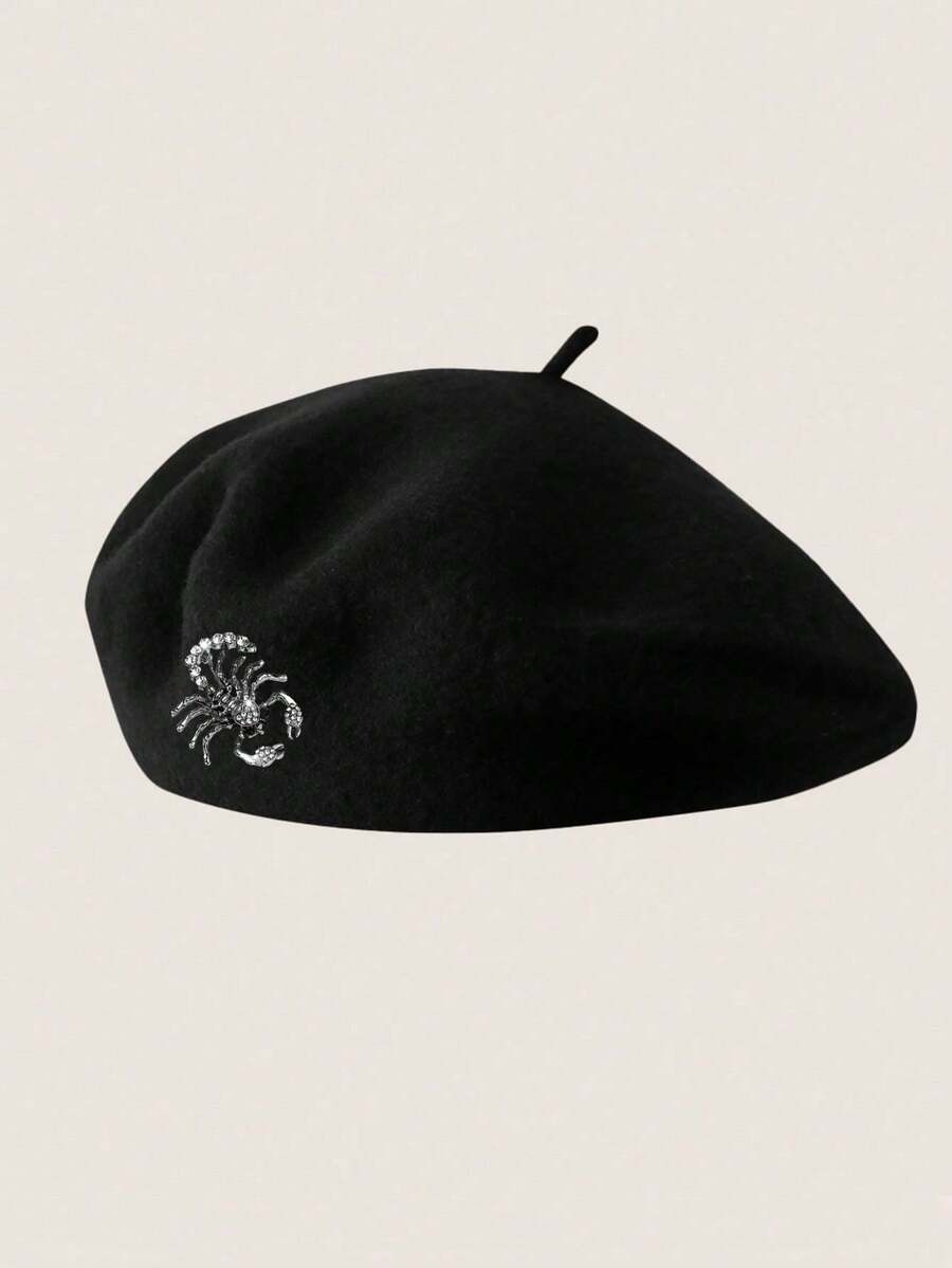 Men's Beret Hat With Rhinestones
