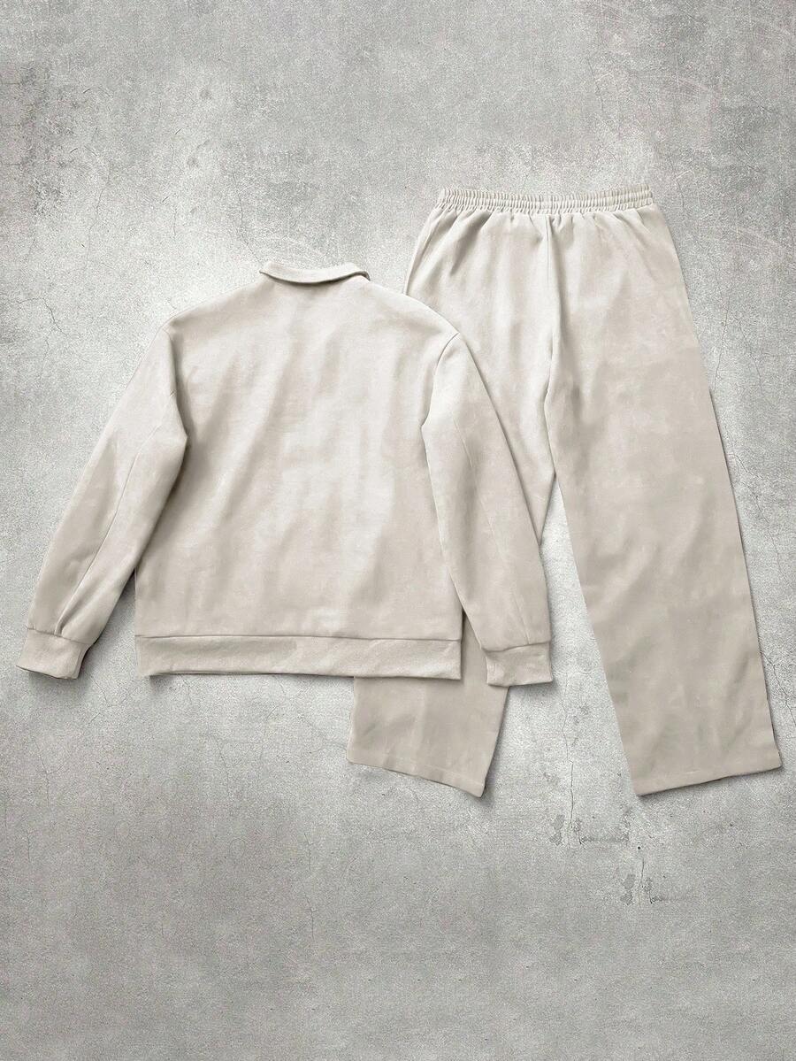 Men's 2pc Zip-Up Jacket And Drawstring Waist Long Pants Set