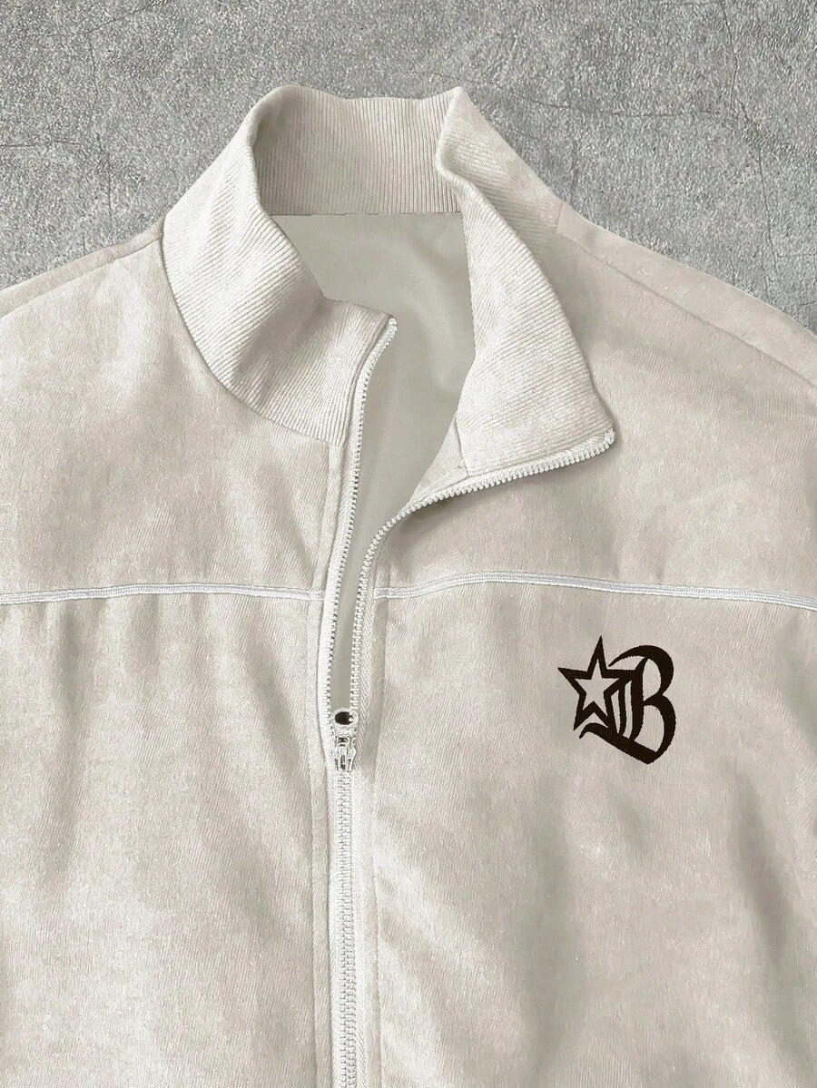 Men's Pentagram Print Long Sleeve Jacket And Pants Casual Suit Set