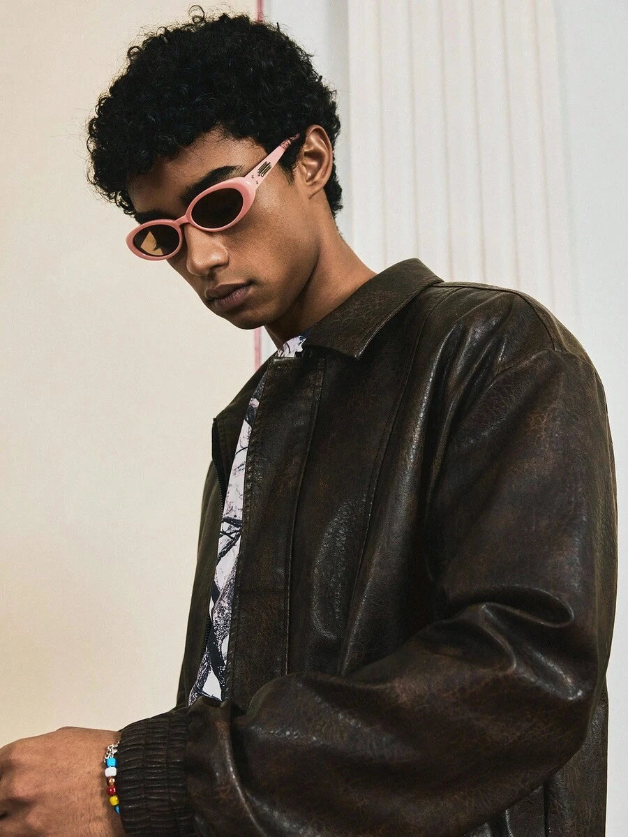 Retro Men's Long Sleeve PU Leather Casual Jacket