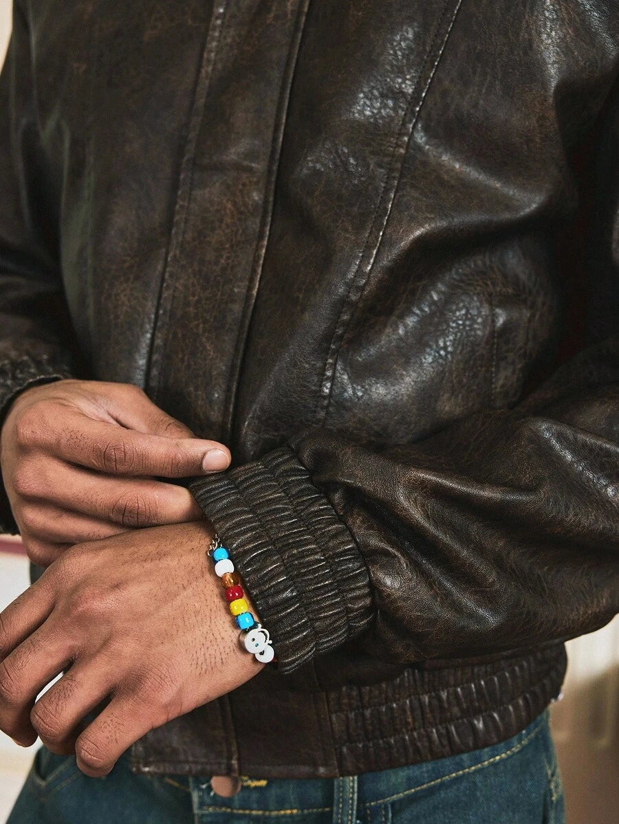 Retro Men's Long Sleeve PU Leather Casual Jacket