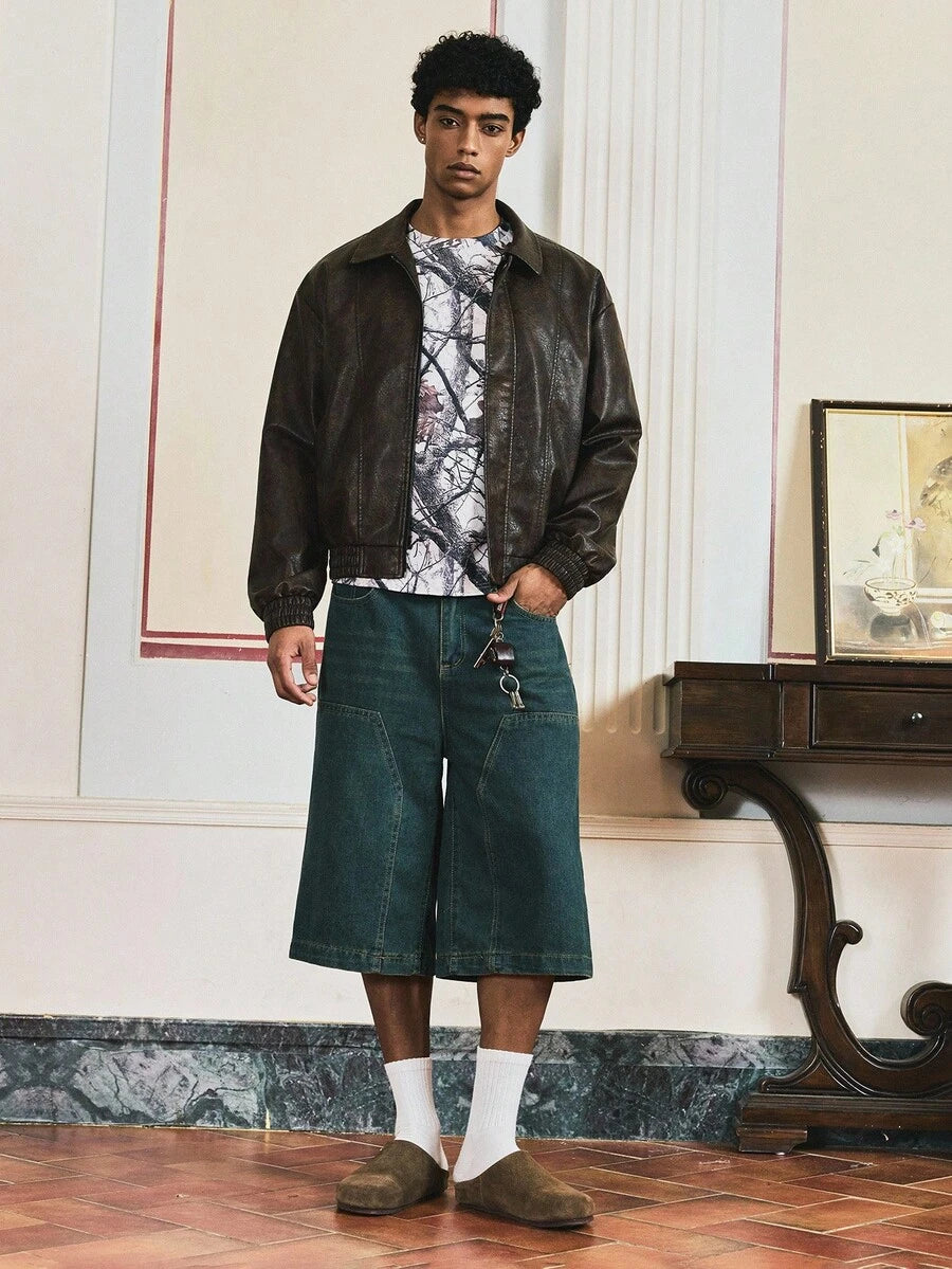 Retro Men's Long Sleeve PU Leather Casual Jacket