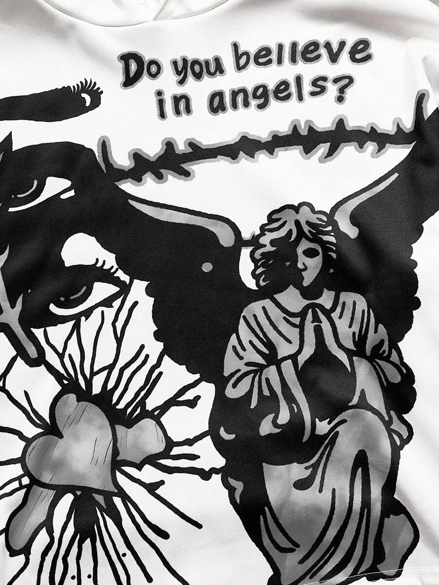 Angel Heart Print Hoodie Pants Set