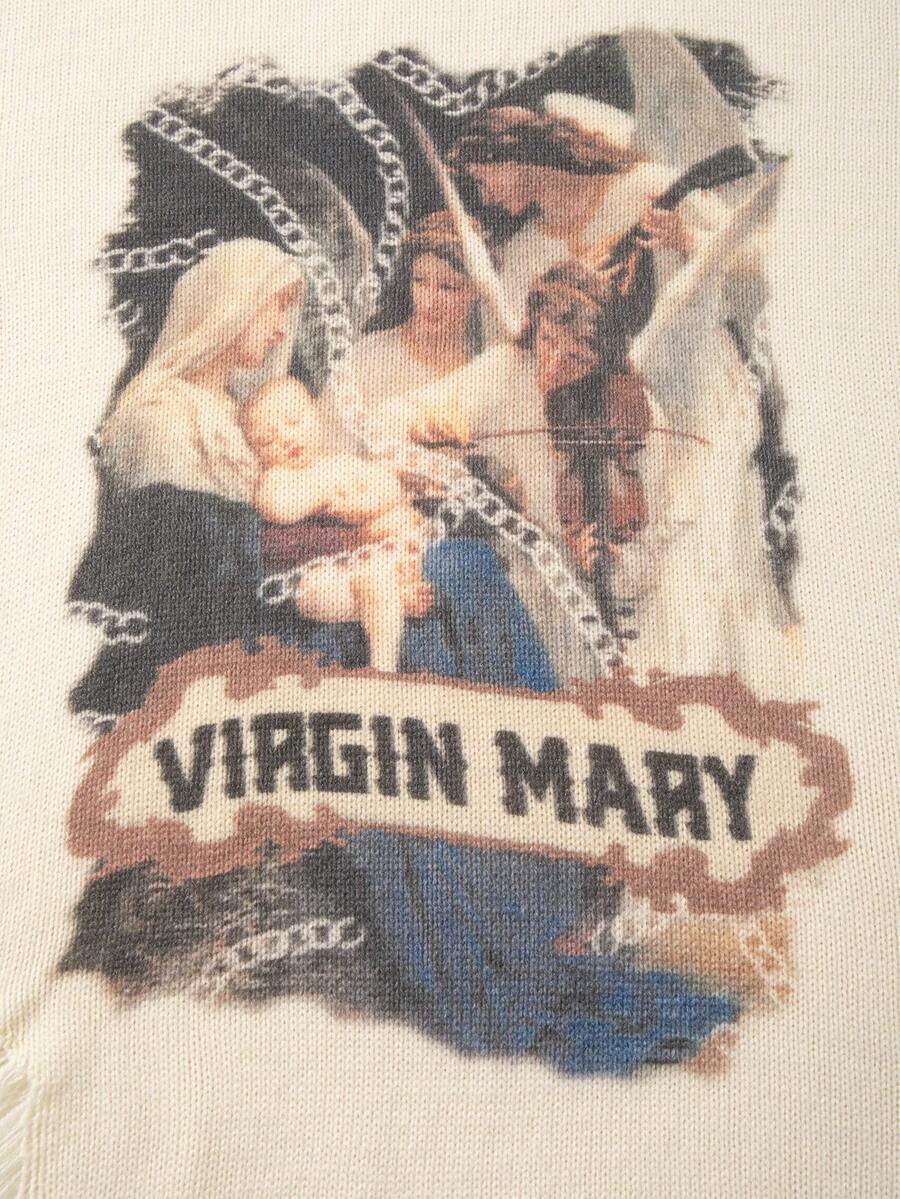 Men's Retro Artistic Oil Painting Style Print Long Sleeve Crew Neck Pullover Knit Sweater