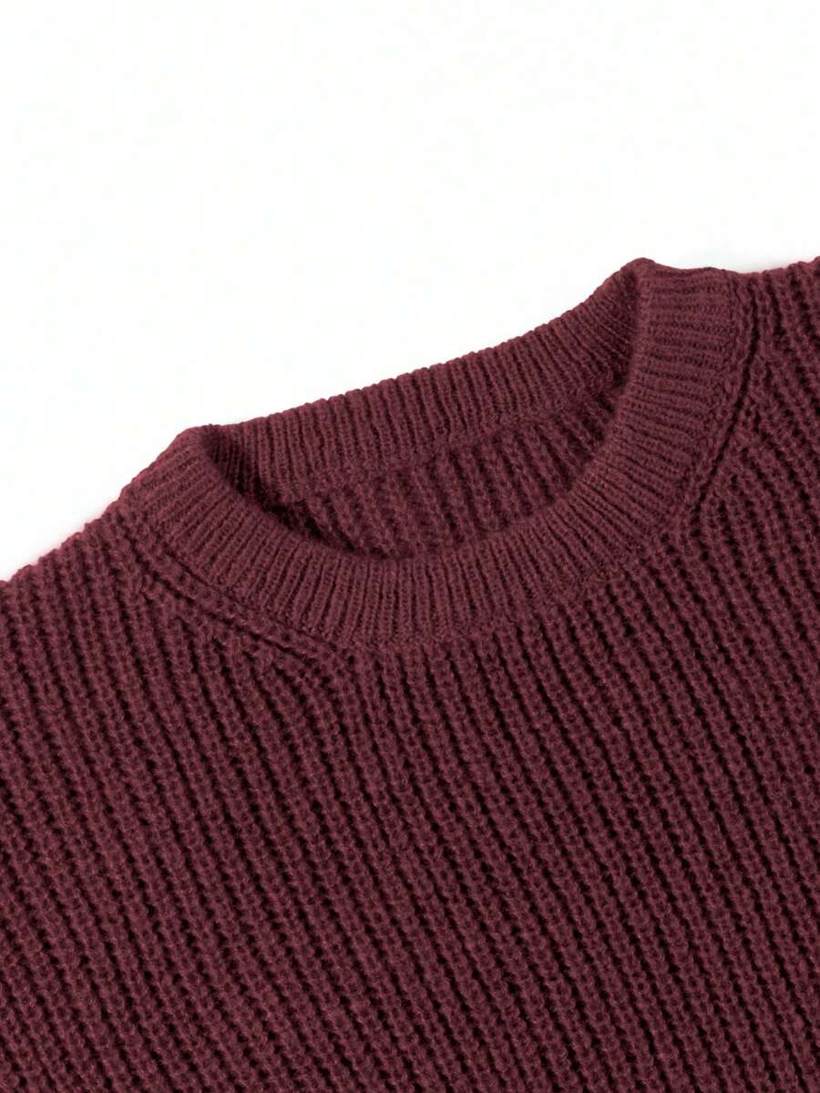 Men's Knit Drop Shoulder Crew Neck Pullover Sweater