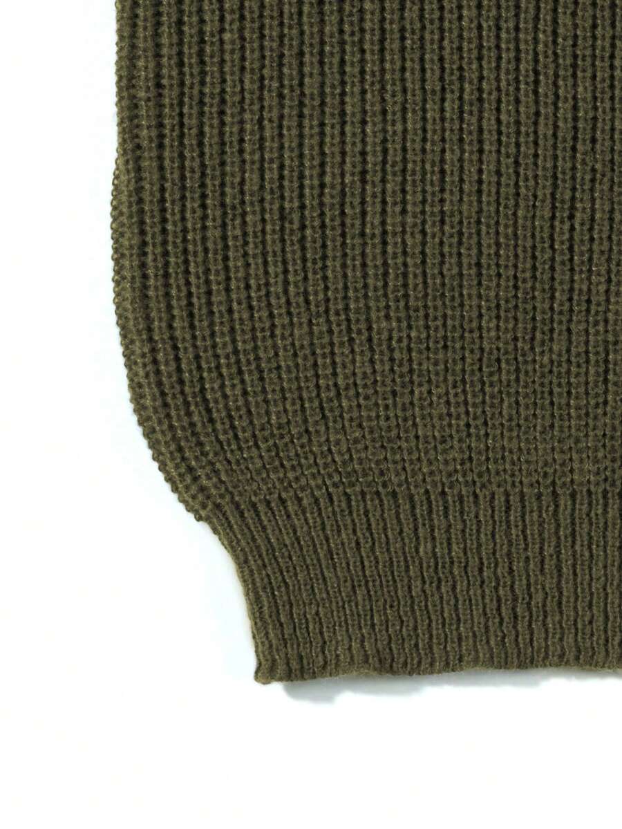 Men's Knit Drop Shoulder Crew Neck Pullover Sweater