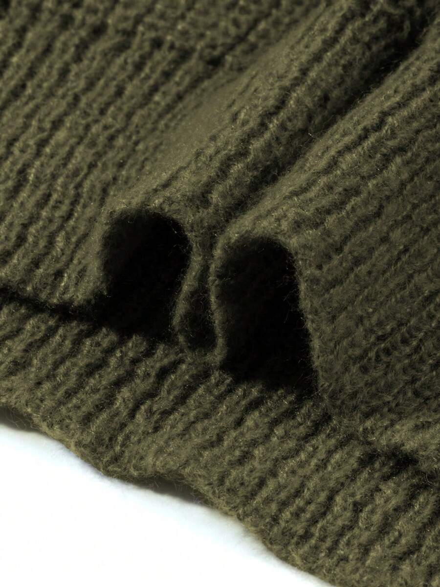 Men's Knit Drop Shoulder Crew Neck Pullover Sweater