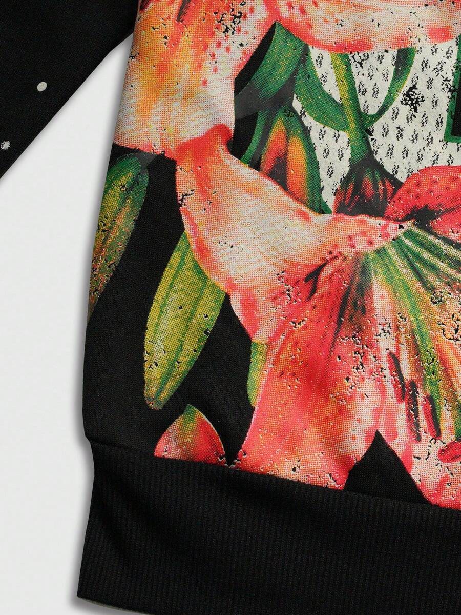 Men's Letter Graphic Print Zip-Up Hoodie