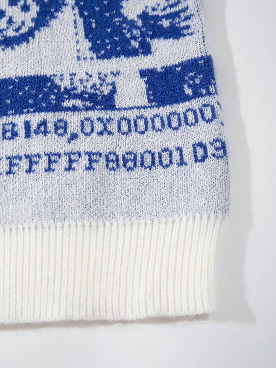 Unisex Casual Vintage Jacquard Knit Cardigan