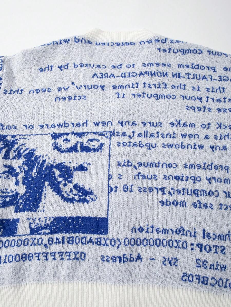 Unisex Casual Vintage Jacquard Knit Cardigan