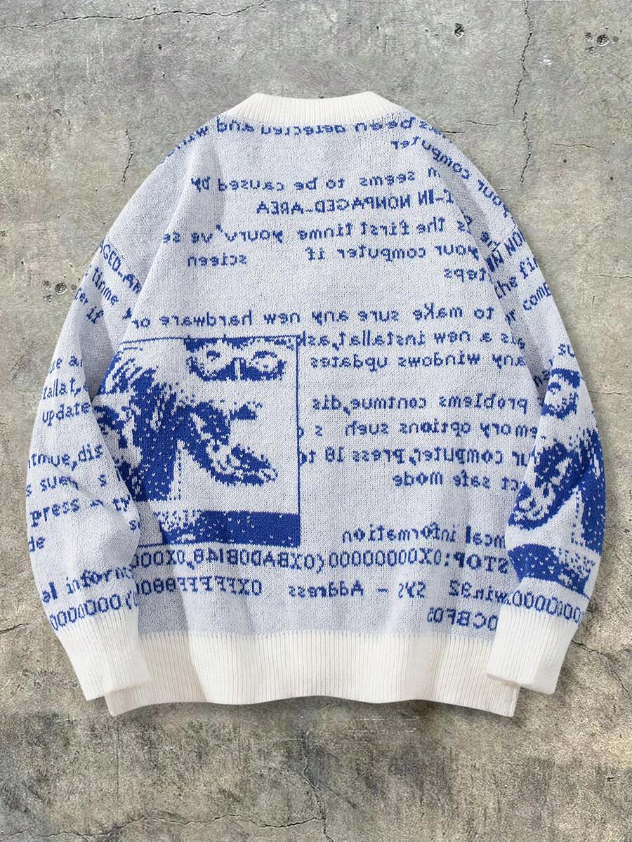 Unisex Casual Vintage Jacquard Knit Cardigan