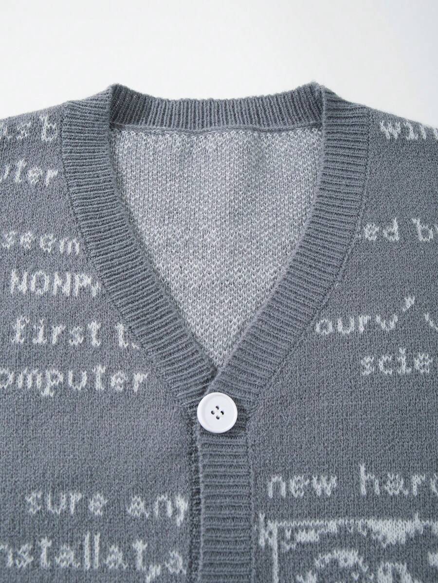 Unisex Casual Vintage Jacquard Knit Cardigan