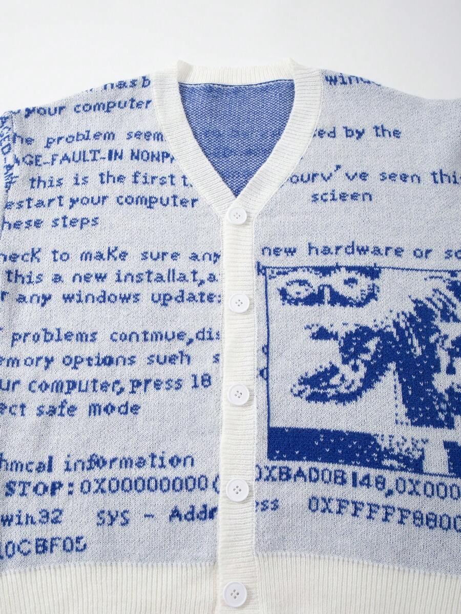 Unisex Casual Vintage Jacquard Knit Cardigan