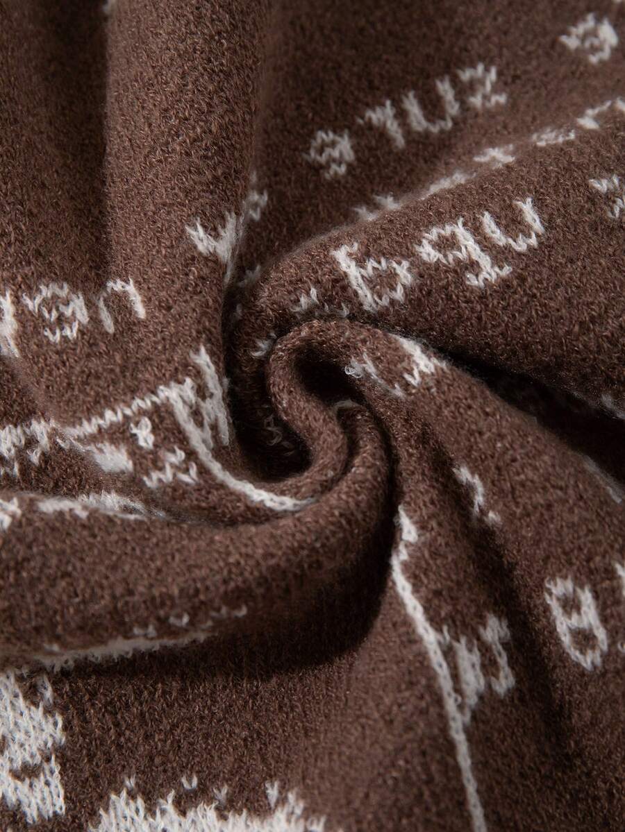 Unisex Casual Vintage Jacquard Knit Cardigan