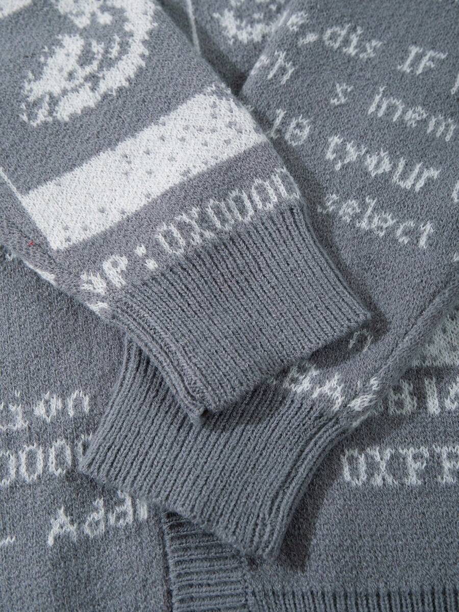 Unisex Casual Vintage Jacquard Knit Cardigan