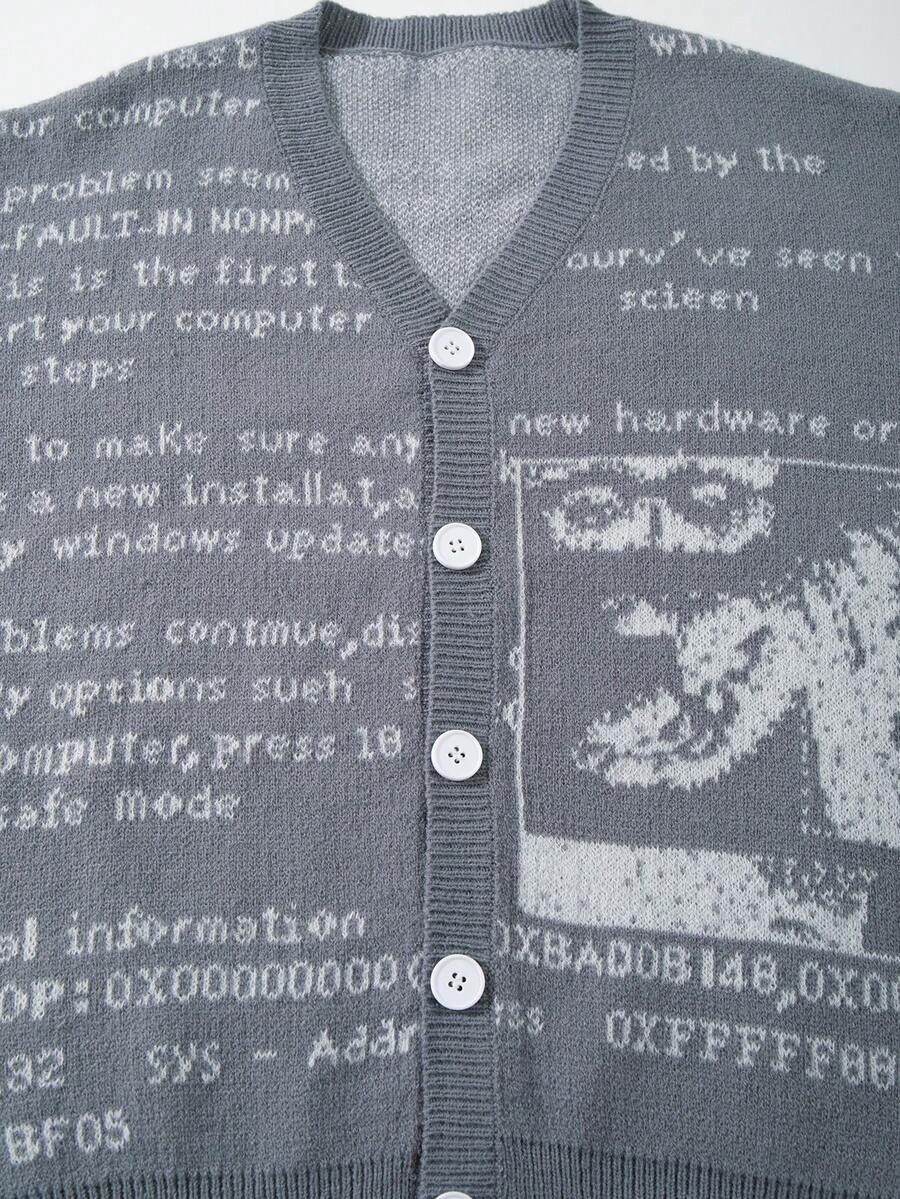 Unisex Casual Vintage Jacquard Knit Cardigan