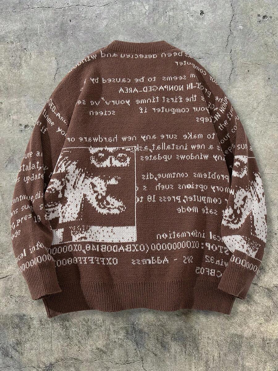 Unisex Casual Vintage Jacquard Knit Cardigan