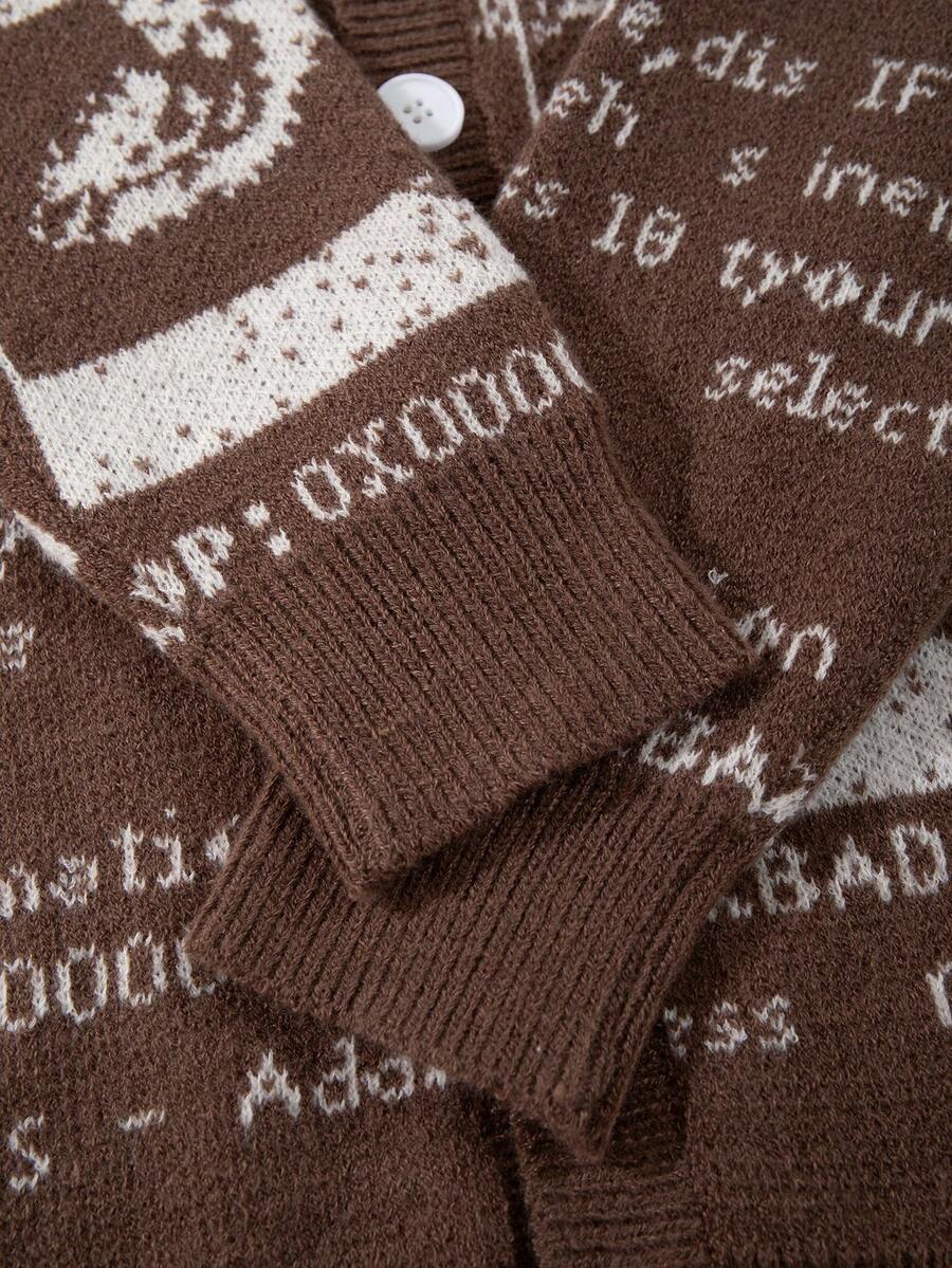 Unisex Casual Vintage Jacquard Knit Cardigan