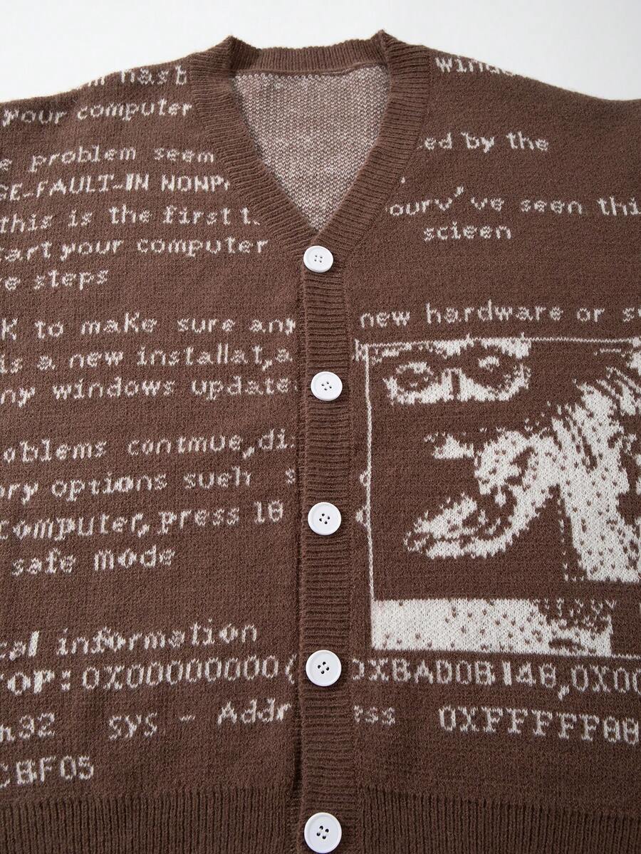 Unisex Casual Vintage Jacquard Knit Cardigan