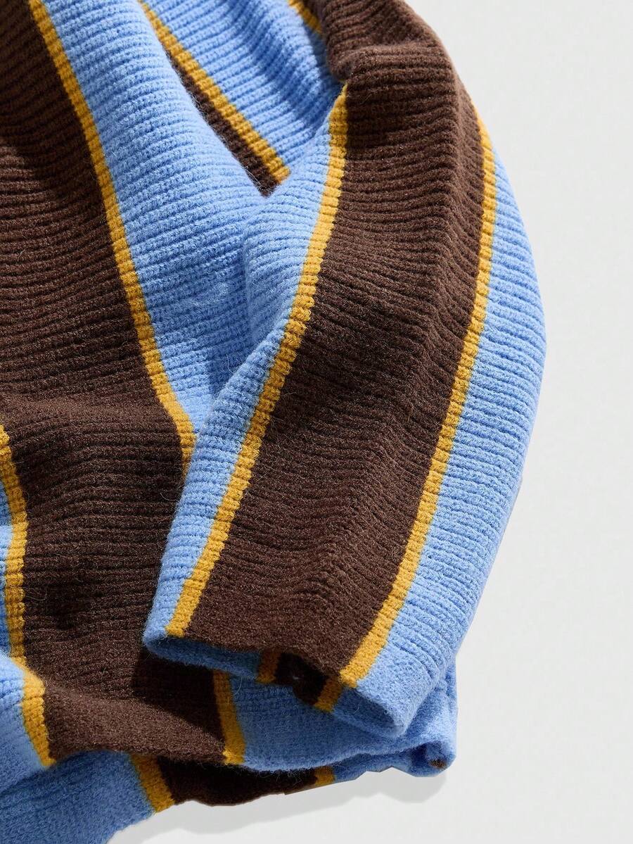 Men's Retro Collared Football Inspired Knit Sweater