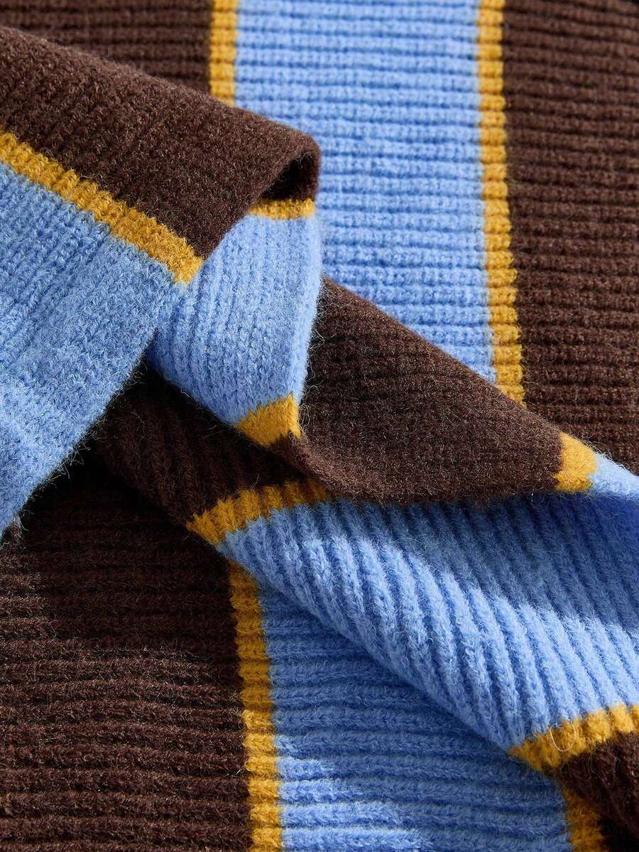 Men's Retro Collared Football Inspired Knit Sweater