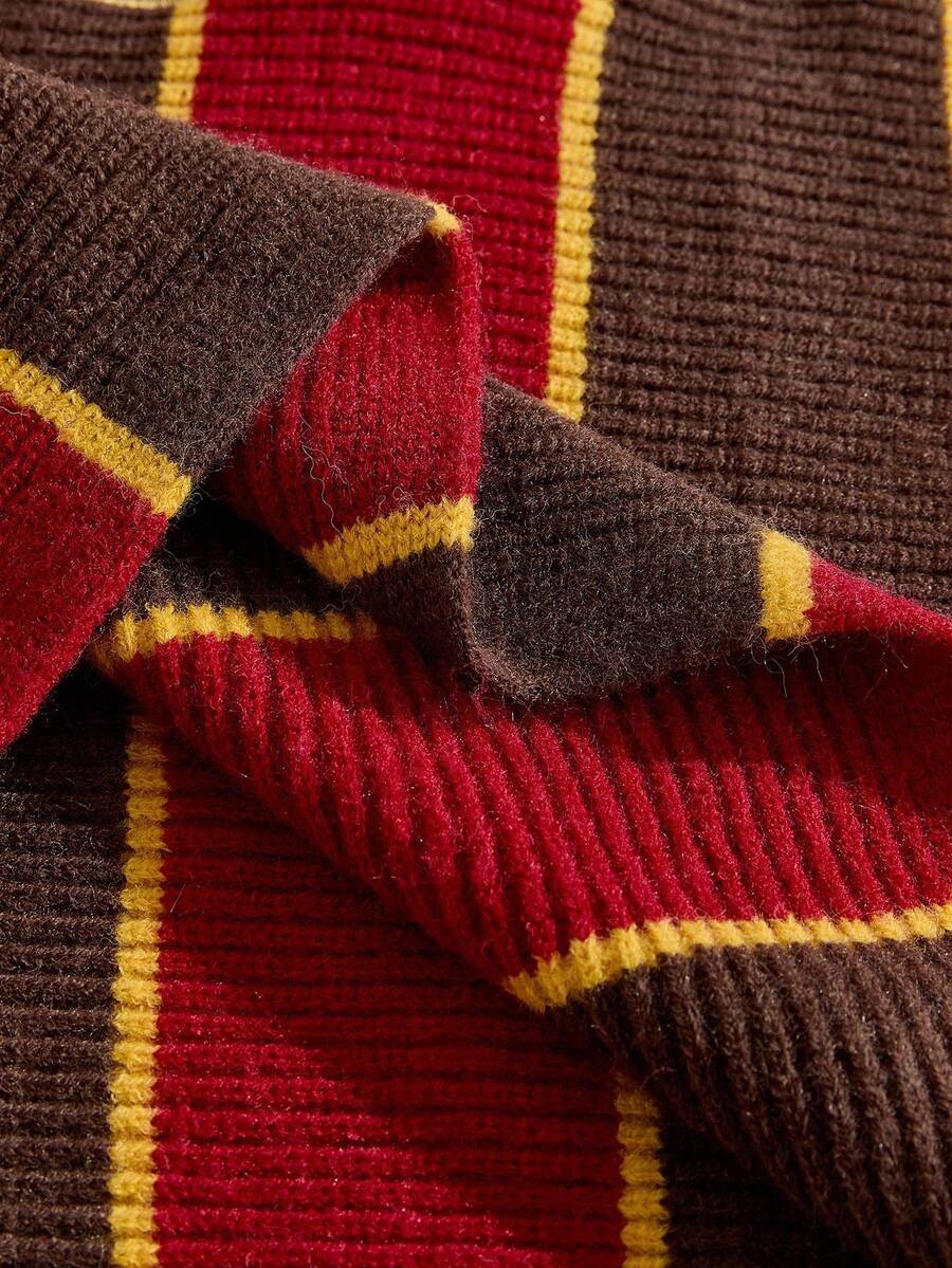 Men's Retro Collared Football Inspired Knit Sweater