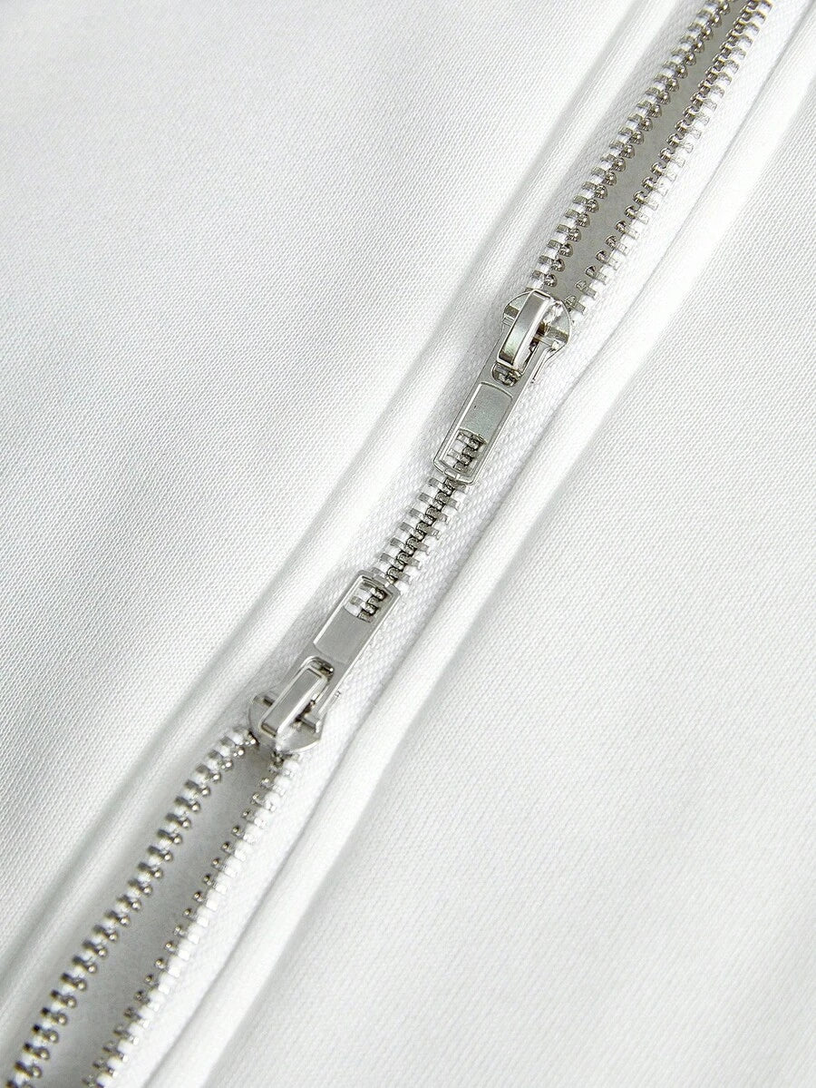 Cross Print Embroidered Hoodie Sweatshirt Set