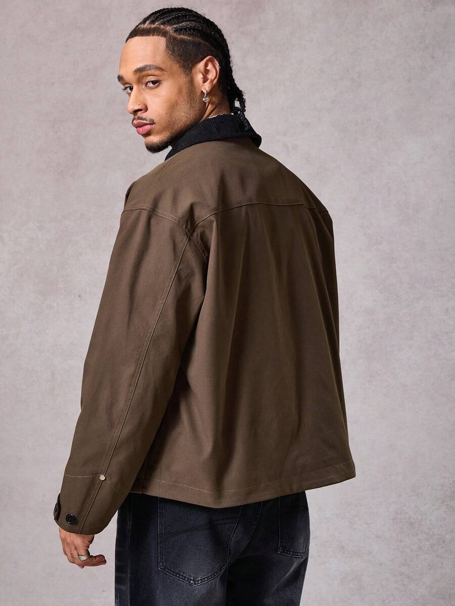 Men's Autumn Metal Claw Buckle Patchwork Jacket