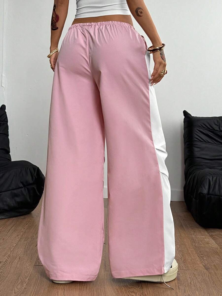 Women's Color-Blocked Cargo Parachute Pants