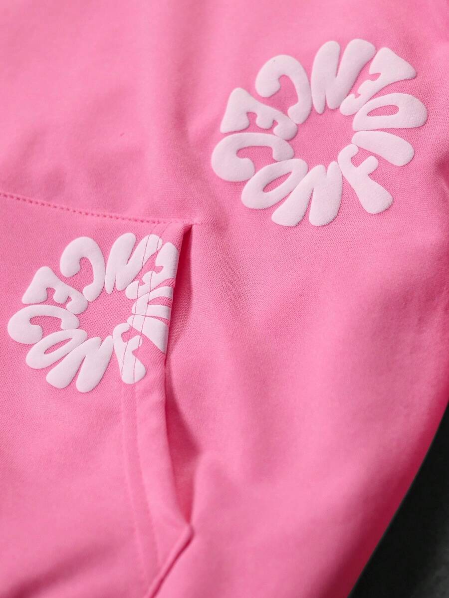 Men's Letter Print Hoodie And Sweatpants Set