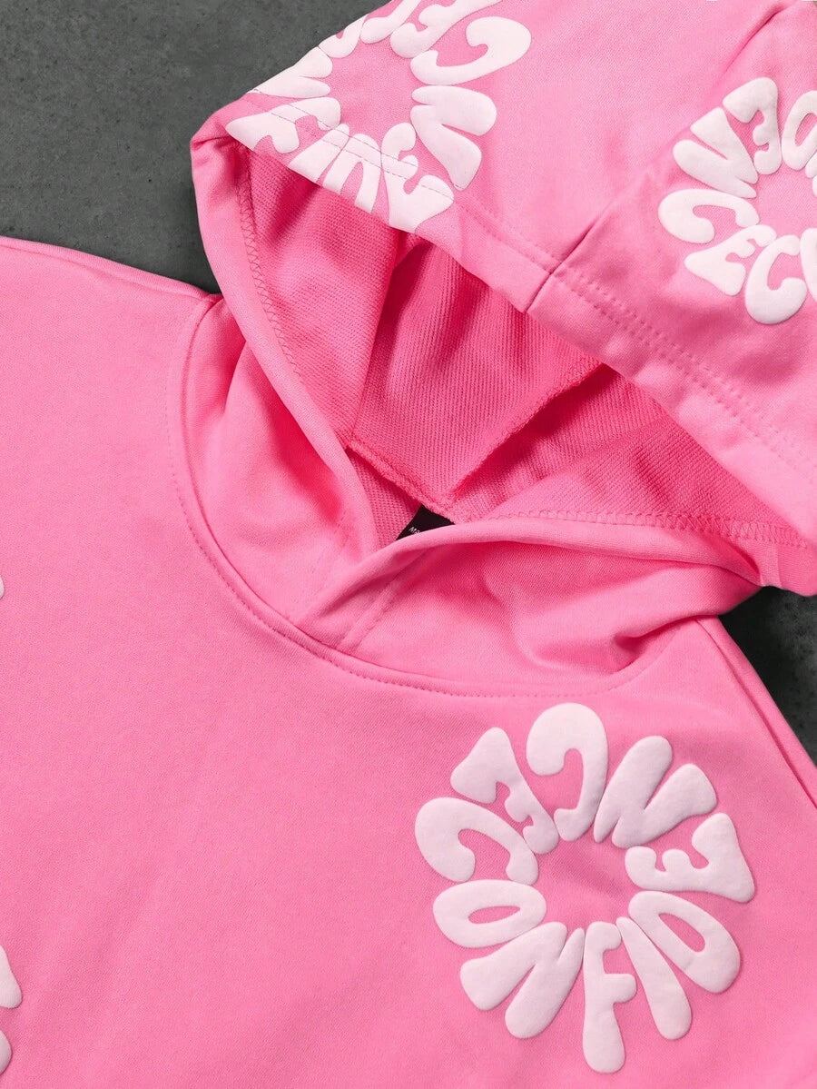 Men's Letter Print Hoodie And Sweatpants Set