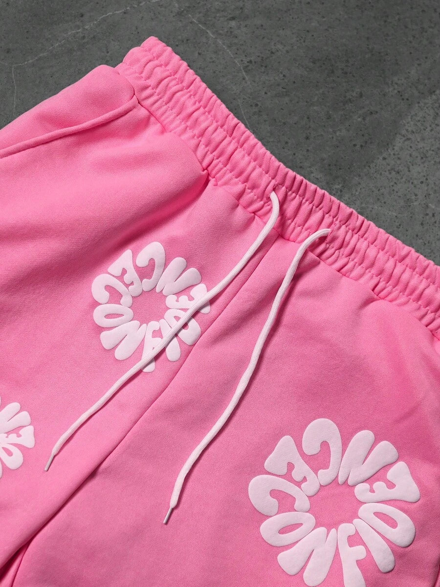 Men's Letter Print Hoodie And Sweatpants Set