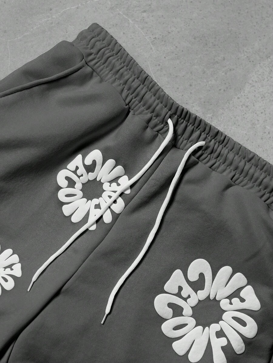 Men's Letter Print Hoodie And Sweatpants Set
