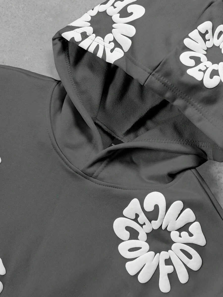 Men's Letter Print Hoodie And Sweatpants Set