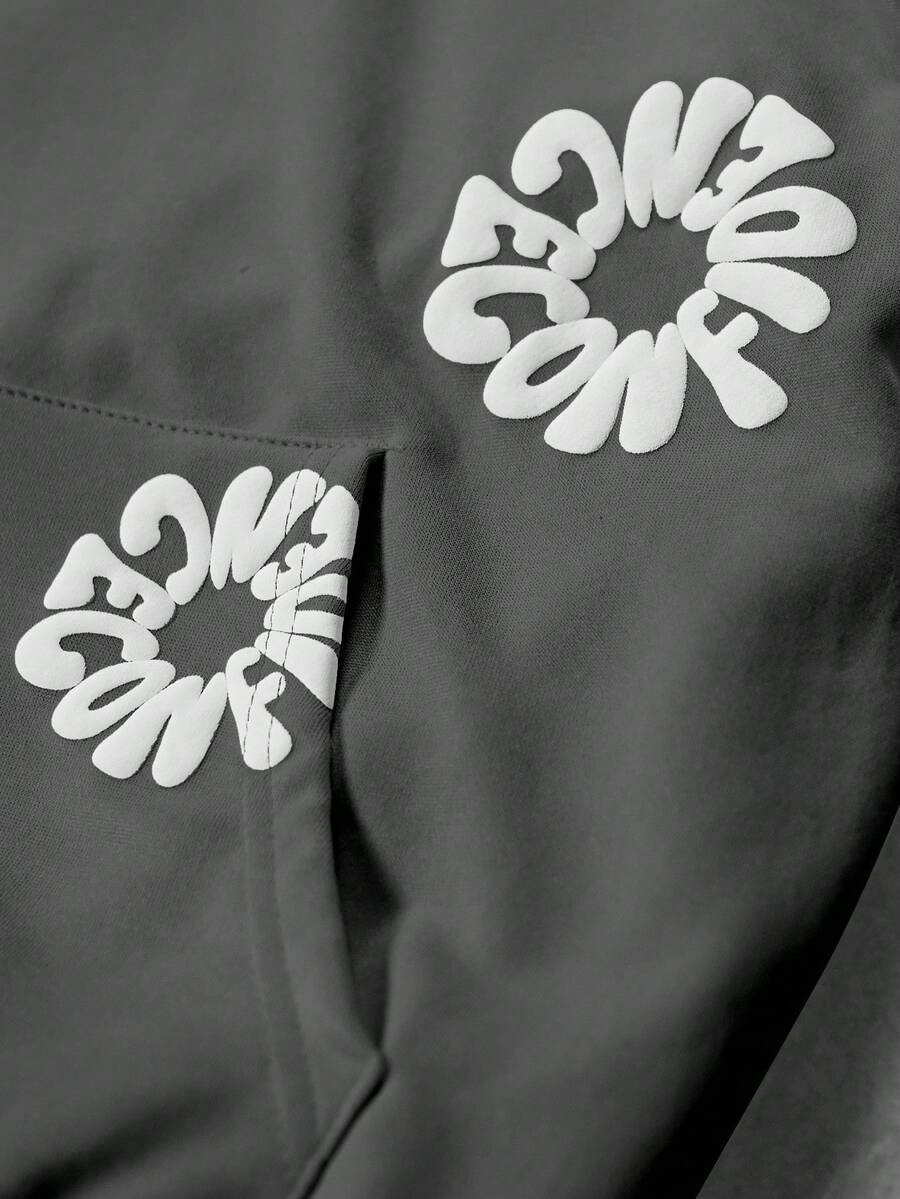 Men's Letter Print Hoodie And Sweatpants Set