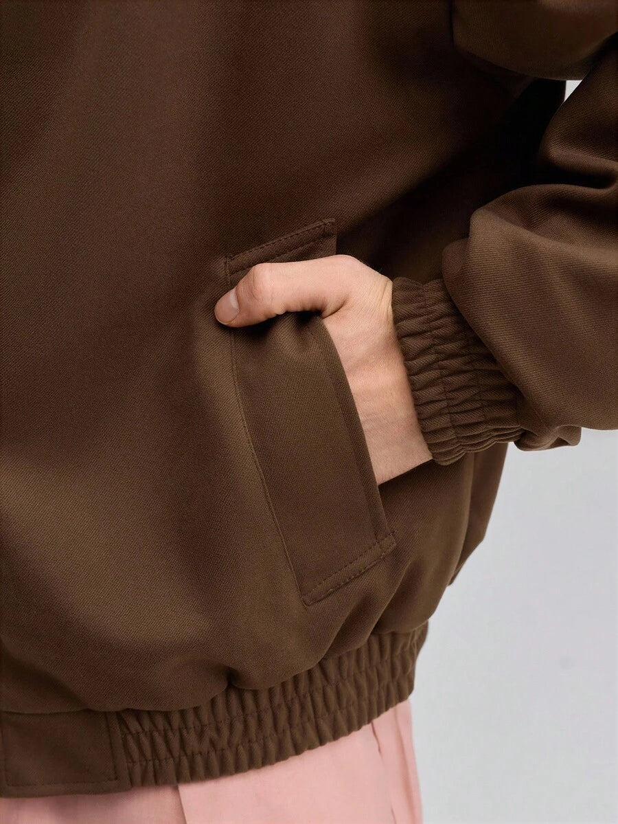 Men's Wool Windbreaker Lapel Motorcycle Jacket