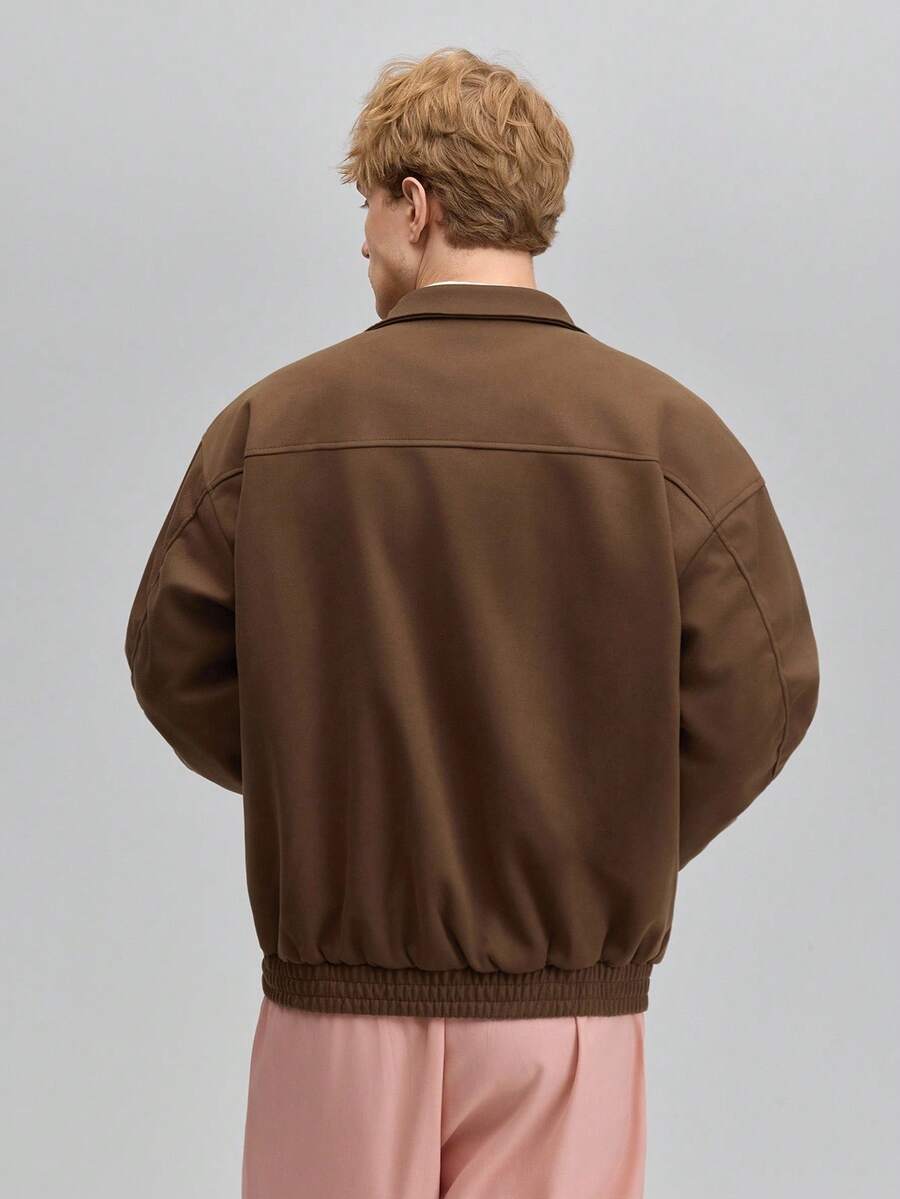 Men's Wool Windbreaker Lapel Motorcycle Jacket