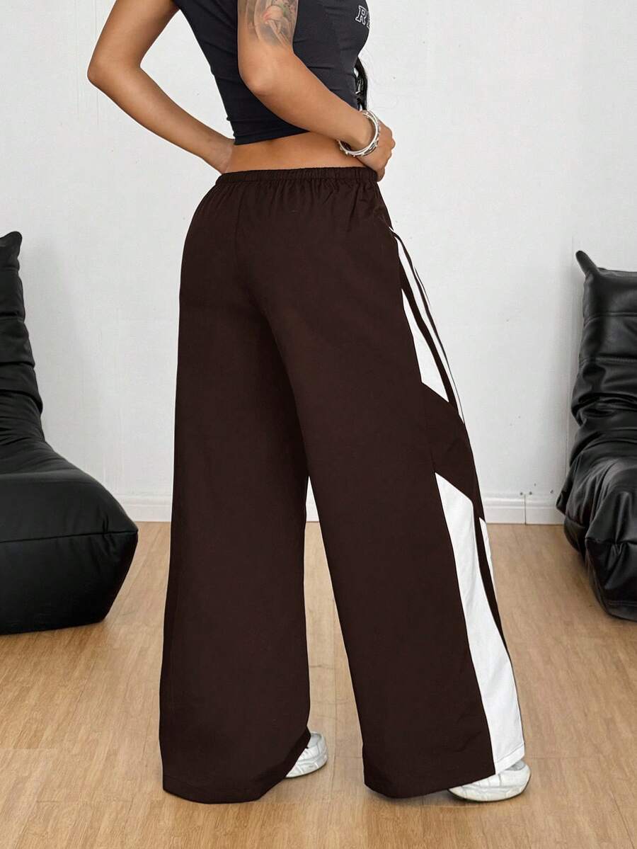 Women's Streetwear Color-Blocked Parachute Pants