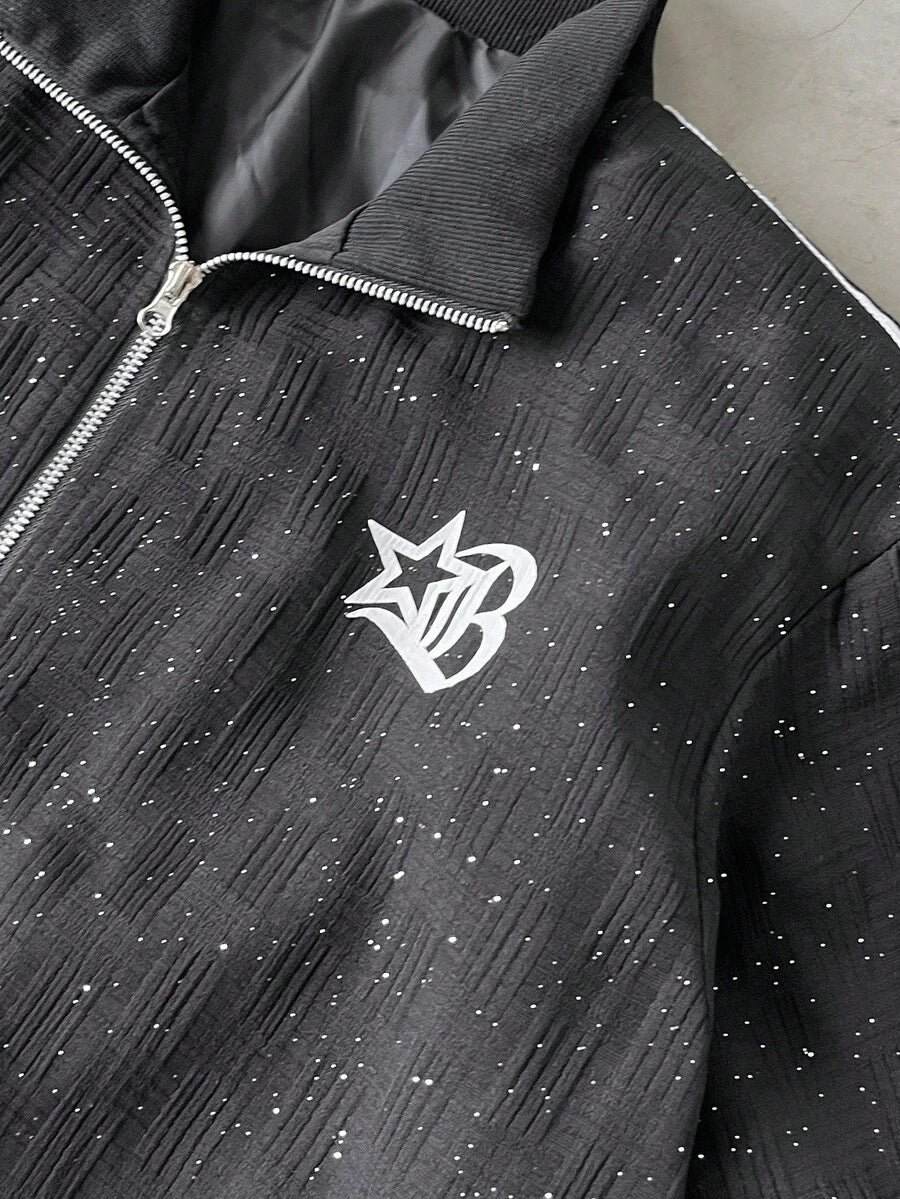 Men's Pentagram Print Long Sleeve Jacket And Pants Casual Suit Set