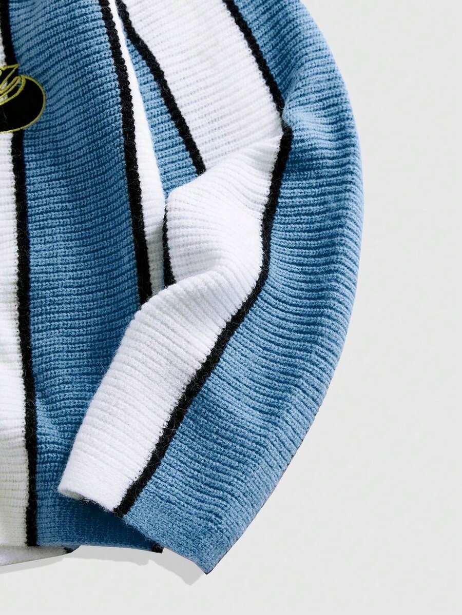 Men's Retro Collared Football Inspired Knit Sweater