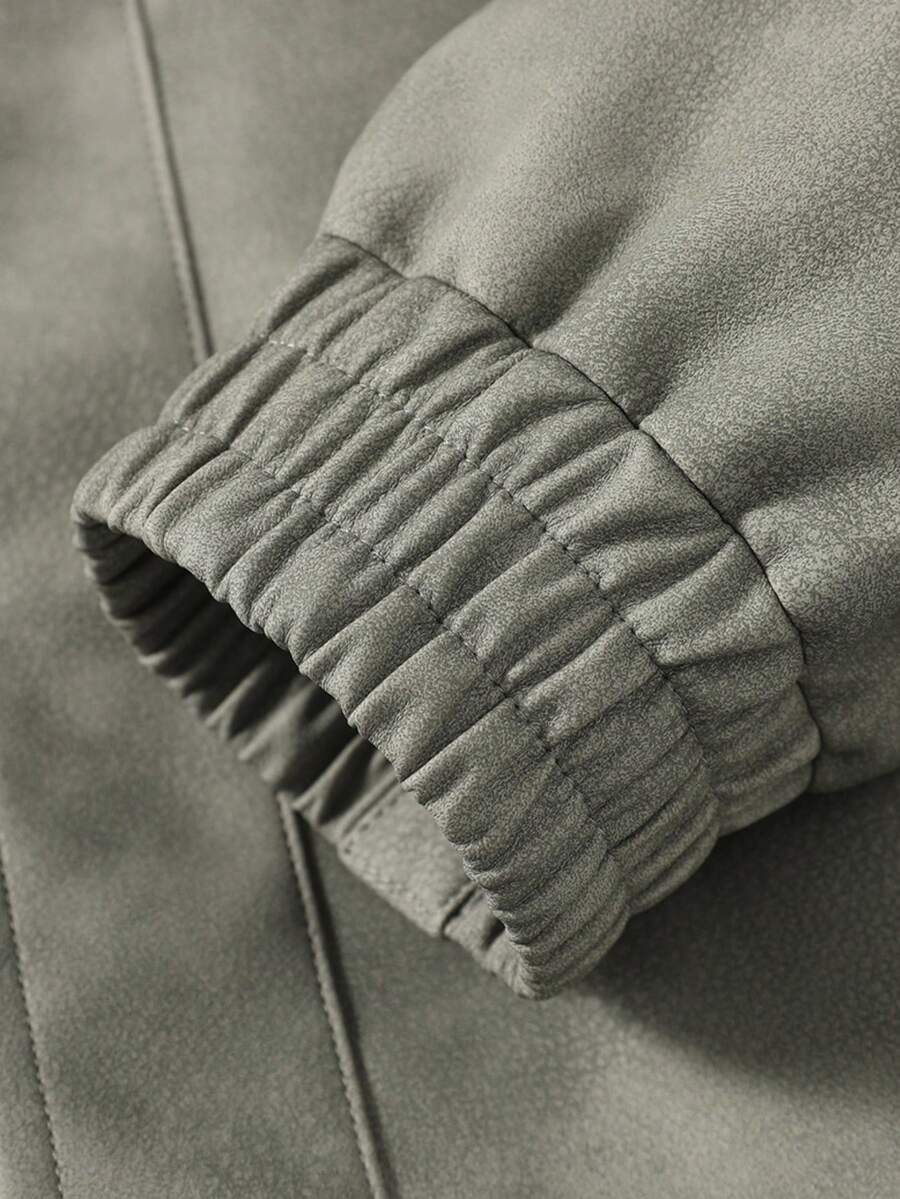 Men's Vintage Worn Full Zipper Lapel Leather Jacket