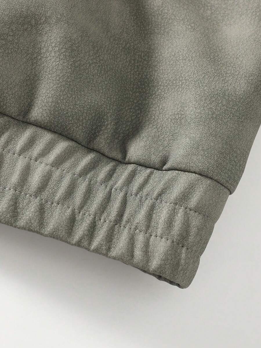 Men's Vintage Worn Full Zipper Lapel Leather Jacket