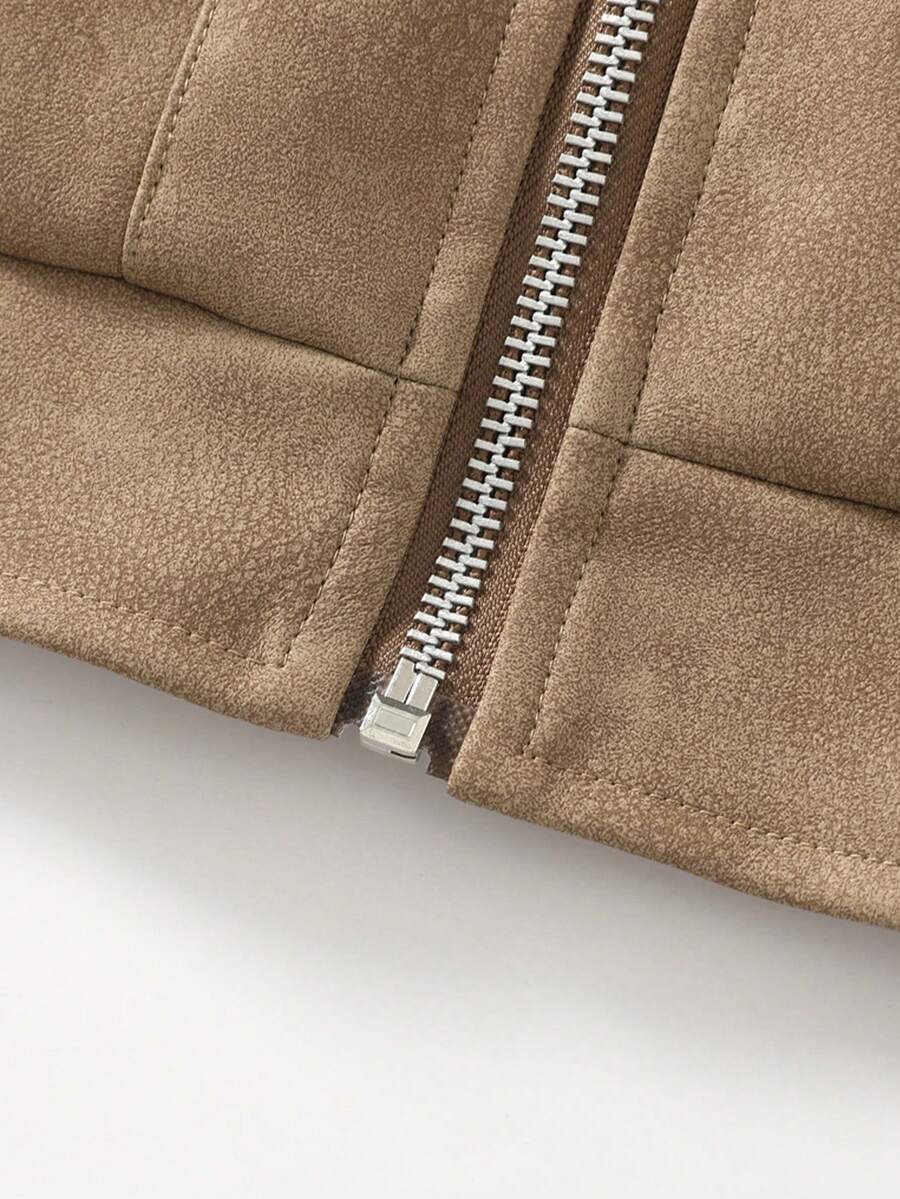 Men's Vintage Worn Full Zipper Lapel Leather Jacket